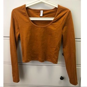 American Apparel Dusty Orange Long Sleeve Crop Top